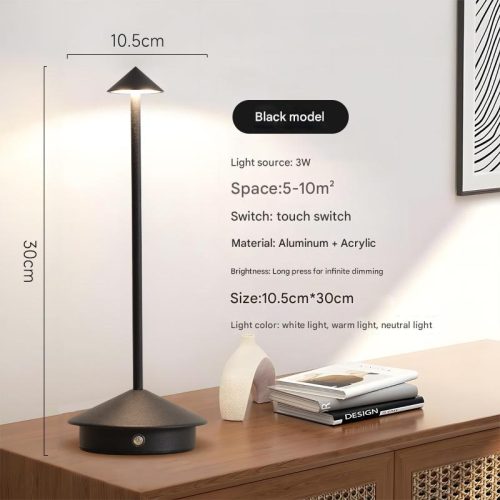 Black Modern Minimalist Aluminum LED Mushroom Night Light