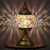 Colorful Exotic Mosaic Table Lamp - Handmade Turkish/Moroccan Style, 3-Color LED (Style 2)