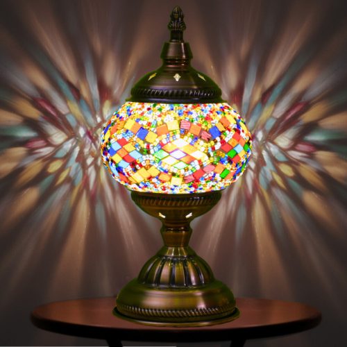 Colorful Exotic Mosaic Table Lamp - Handmade Turkish Moroccan Style