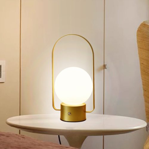 Gold Portable Rechargeable LED Lantern Lamp - Touch Control 3-Color Dimmable Desk Light
