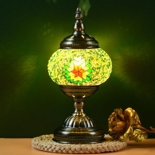 Green Exotic Mosaic Table Lamp - Handmade Turkish