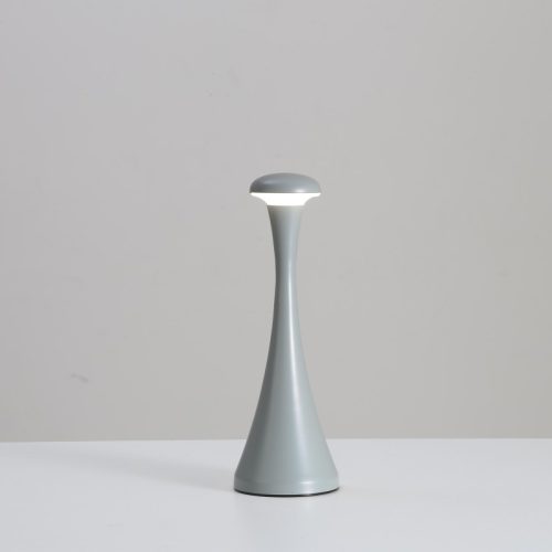Grey Modern Minimalist LED Mushroom Lamp - Touch Control Rechargeable Night Light