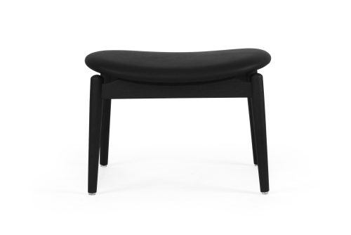 Harlow Foot Stool – Black with Black Leather