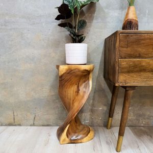 Heart-Shape Twisted Stool Raintree Wood Side Table