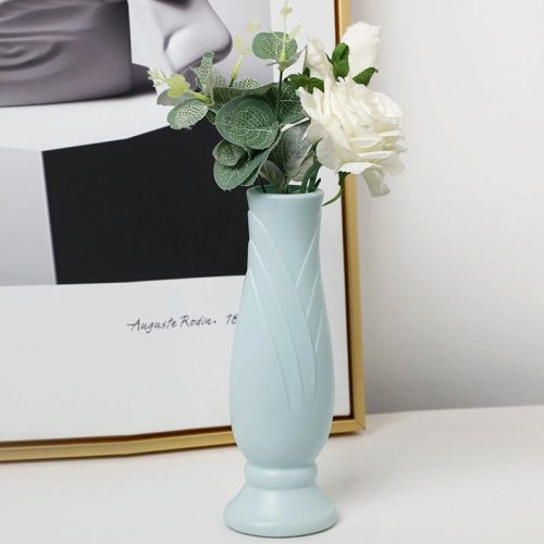 Imitation Porcelain Petal Vase for Drop-proof Home Decor - Green