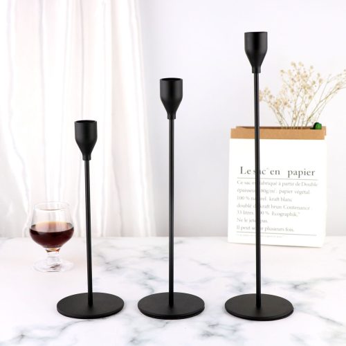 Minimalist Black Metal Candle Holder Set
