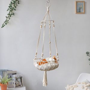 Pet Hammock for Cats with Wooden Beads - Pet Swing padding not included