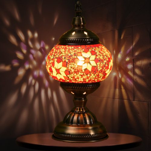 Red Exotic Mosaic Table Lamp - Handmade Turkish Moroccan Style