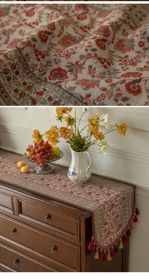 Red Linen Table Accent