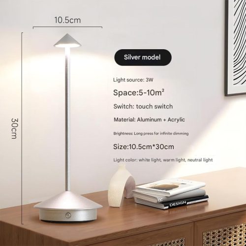 Silver Modern Minimalist Aluminum LED Mushroom Night Light