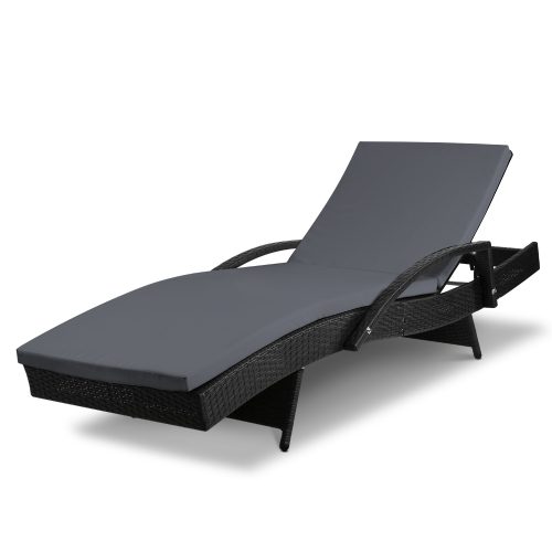 black rattan lounger