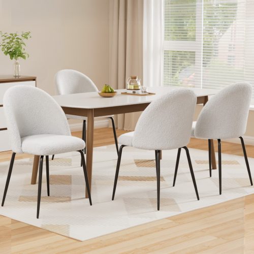 boucle dining chairs set