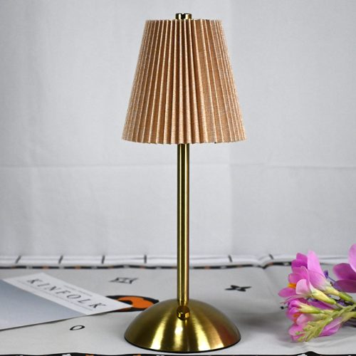 khaki pleated table lamp