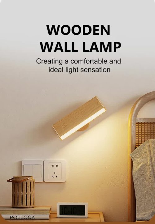 natural wood wall lamp