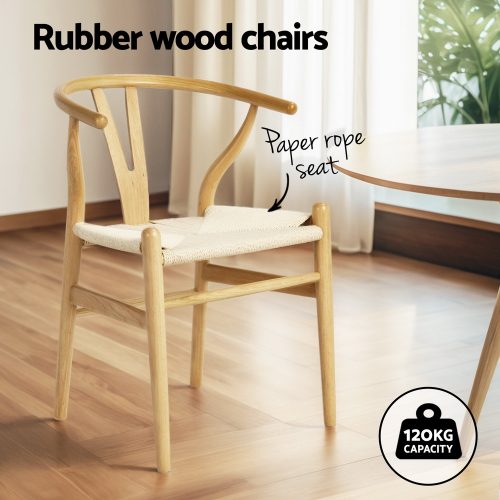 rattan seat wishbone chairs