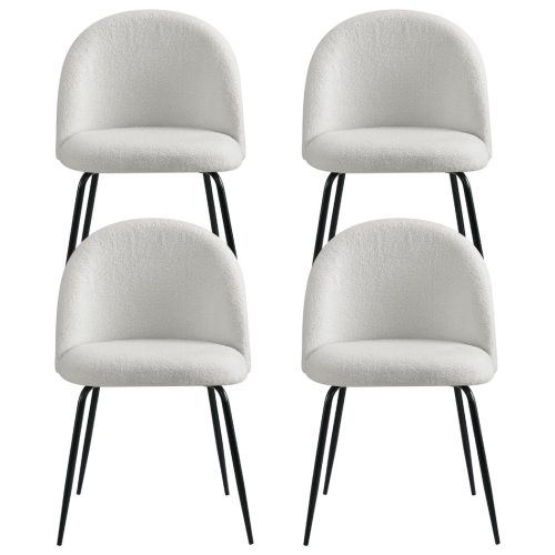 white boucle dining chairs