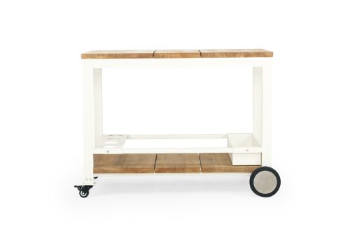 white metal bar cart