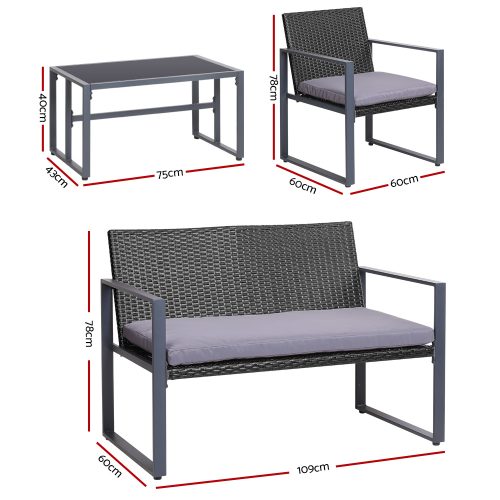 4 pcs garden lounge set