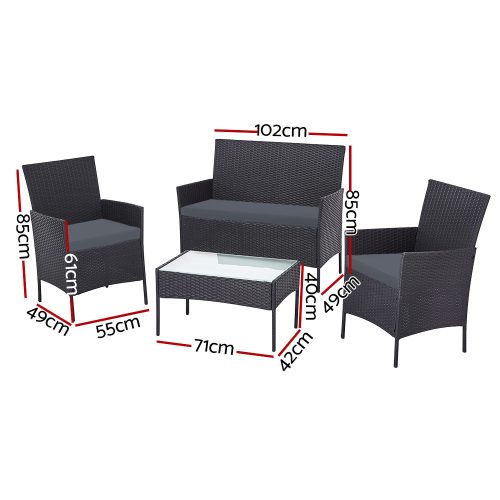 4 seater wicker set