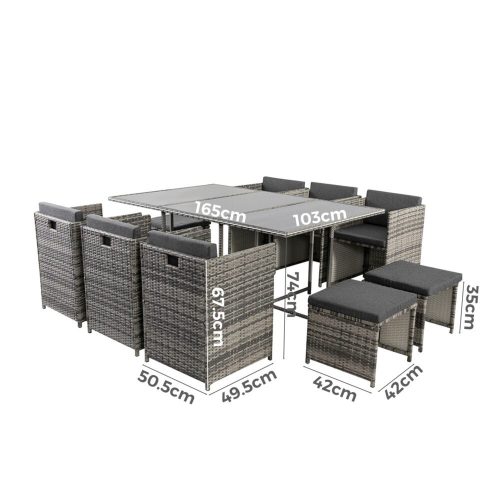 backyard dining set grey