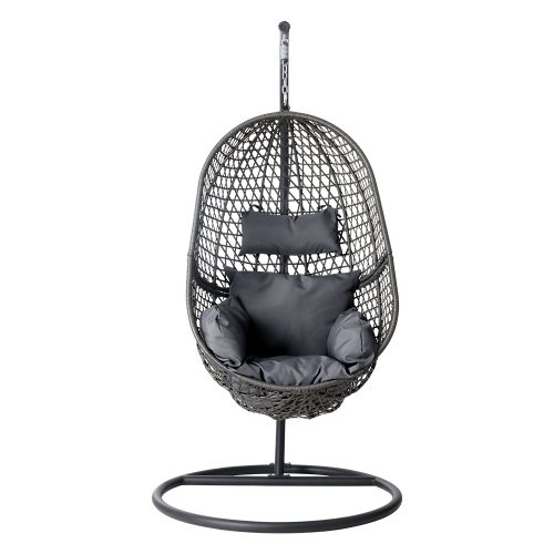 black egg chair outdoor