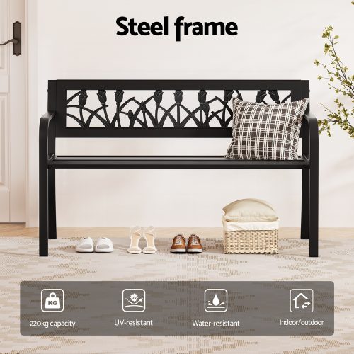 black outdoor bench