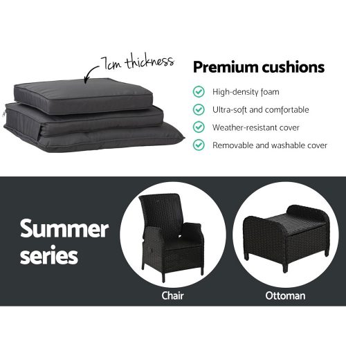black outdoor sun loungers