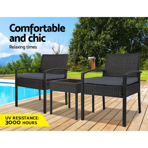 black wicker bistro set