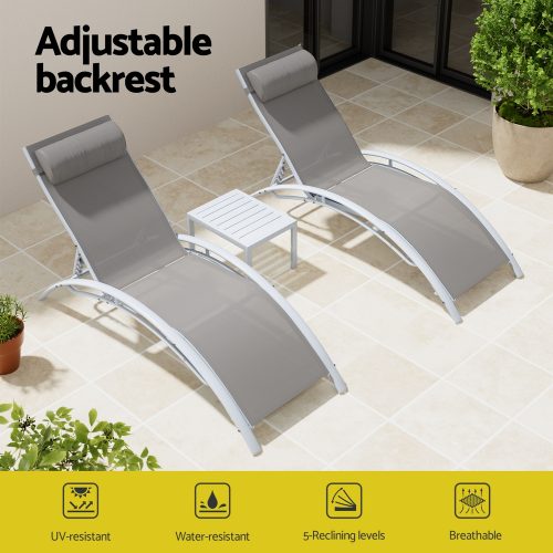 garden lounger with side table