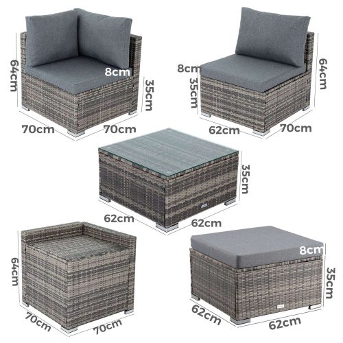 Large Modular Outdoor Ottoman Lounge Set in Grey - Image 10