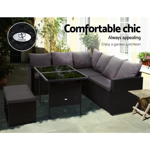 patio dining table and sofa