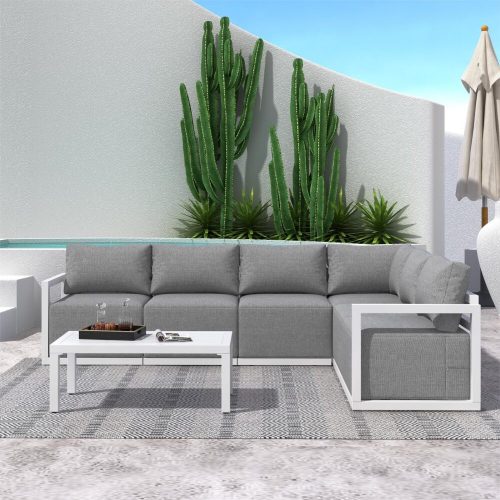 Alfresco Contemporary All-Weather Lounge Set – Charcoal Grey - Image 2