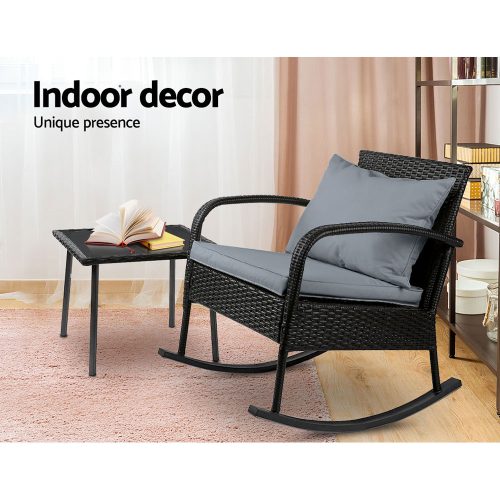 rattan outdoor rocking set
