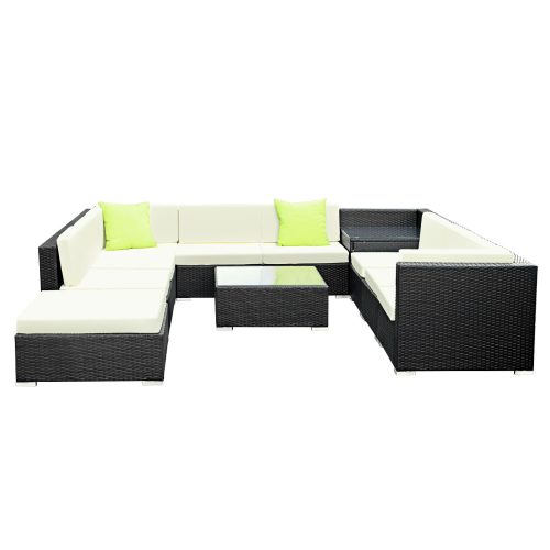 wicker couch and table set